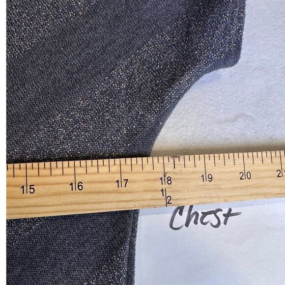 Vintage IZ Byer y2k small gray sparkle striped short sleeve whimsygoth grunge - Picture 5 of 8